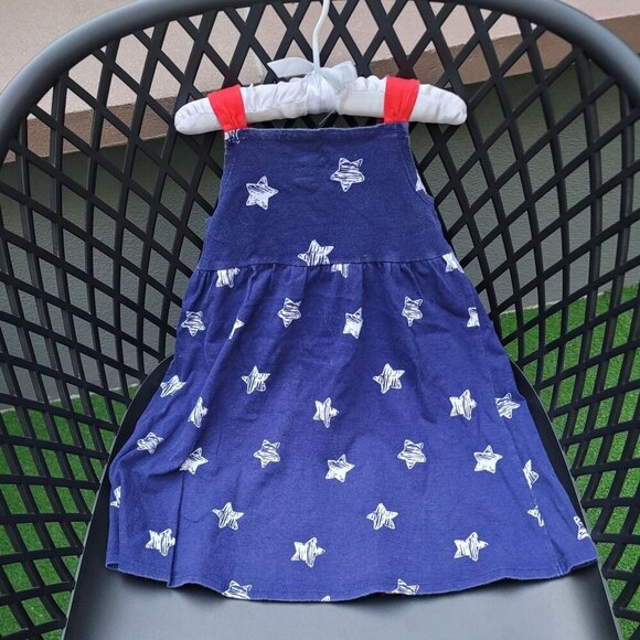 Girls’ Patriotic Dress 4T w/ Stars, Stripes & Red Flower | Americana Kidswear - Picture 3 of 9